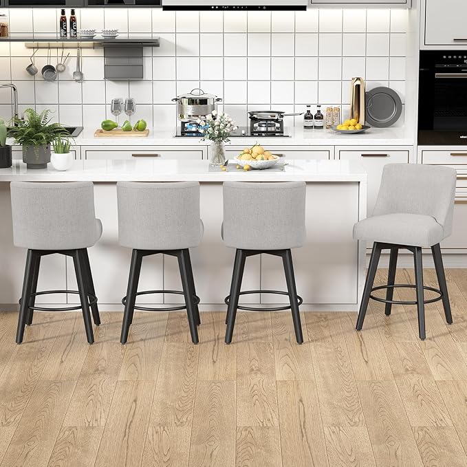 Counter Height Swivel Bar Stools Set of 2, 26 Inch Bar Stools - Image 2