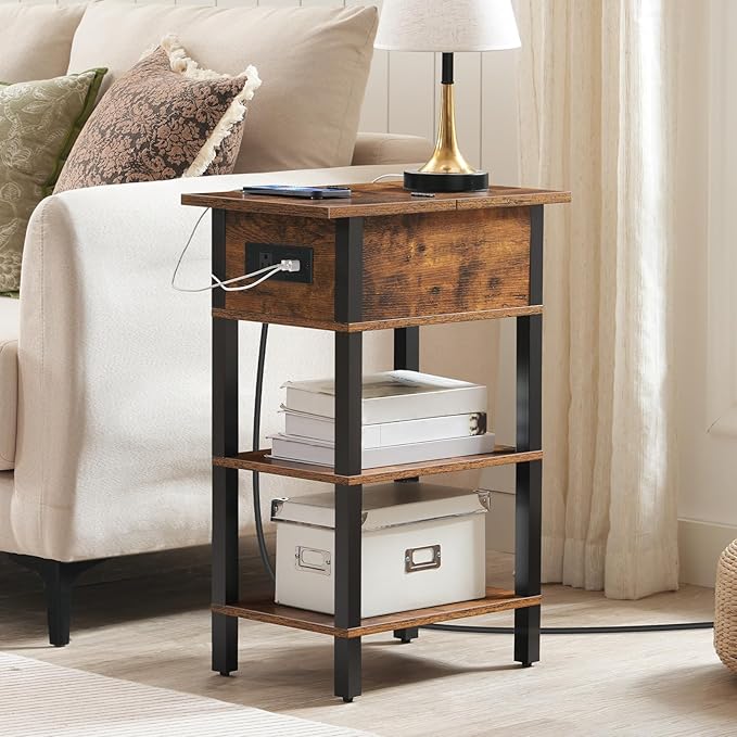 HOOBRO End Table with Charging Station, Flip Top Side Table with USB Ports - Image 5