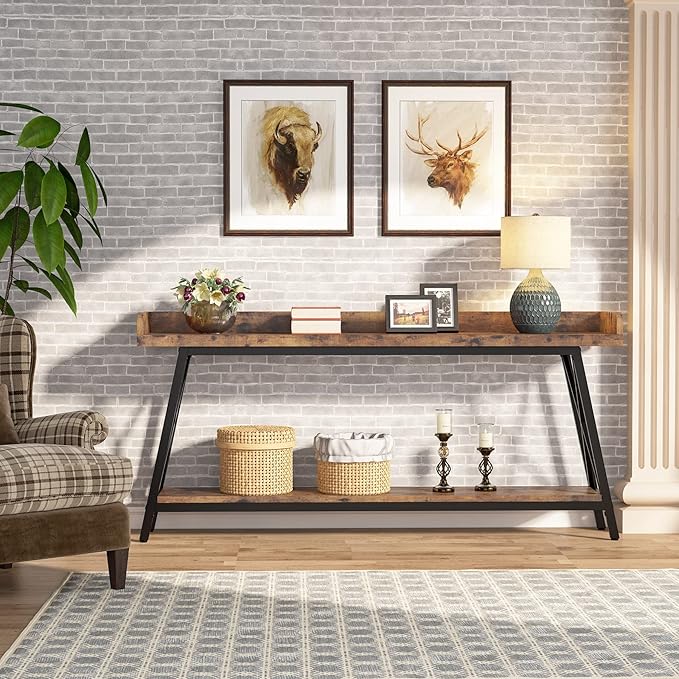 Tribesigns 70.9 inch Extra Long Console Table Behind Couch, Rustic Industrial - Image 4