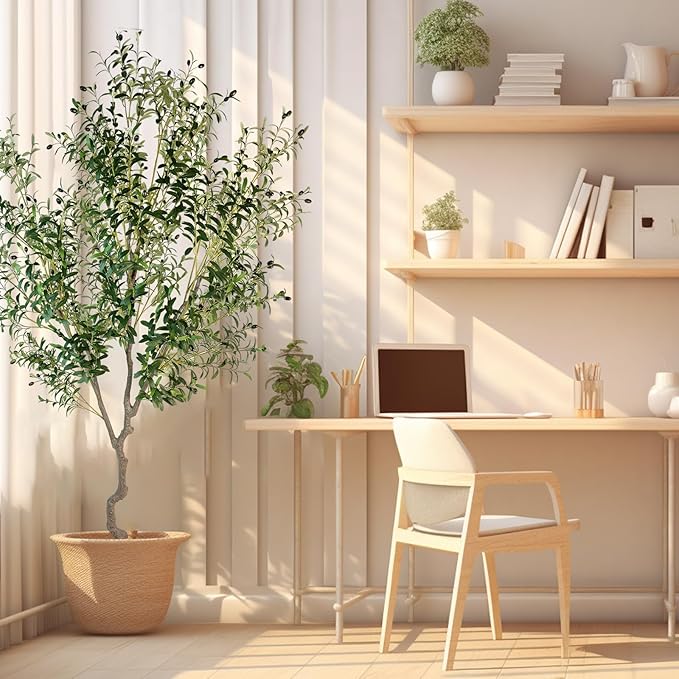 Artificial Tree Faux Olive Tree 8ft Tall Fake Olive Plant in Pot Fake Silk Tree - Image 4