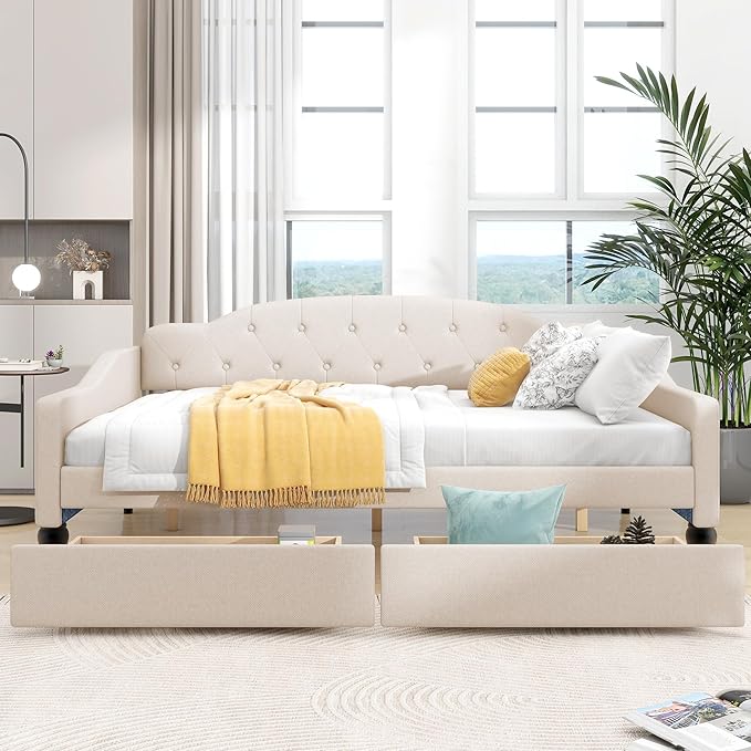 Full Size Upholstered Tufted Daybed - Image 3