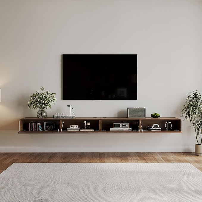 POVISON Fully-Assembled Minimalist Floating TV Stand, Modern Wall-Mounted - Image 4