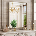 Bronze Bathroom Mirror 24x32 Inch, Brushed Bronze Metal Frame Mirror by JISOSO