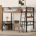 Metal Full Size Loft Bed with Built-in Desk, Storage Shelf and Ladder, by Favfurish