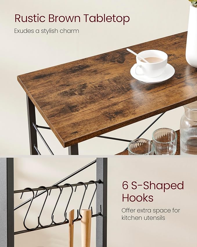 VASAGLE Kitchen Shelf on Wheels, Serving Cart - Image 6