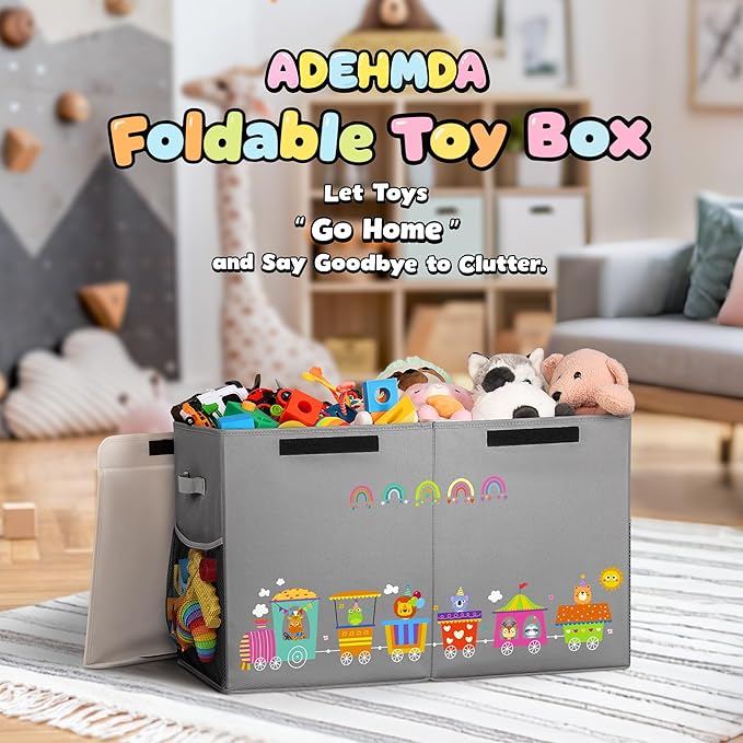 80L Large Toy Storage Box with Lid, Large Toy Box Chest - Image 2