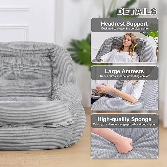 Giant Bean Bag Chair with Armrests - Image 4