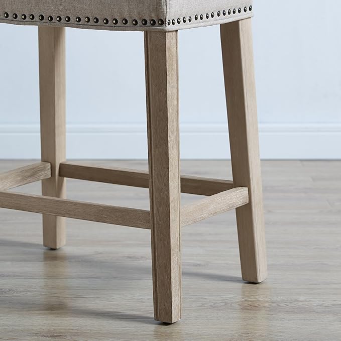 Roundhill Furniture Coco Upholstered Backless Saddle Seat Counter Stools 25.5" - Image 2