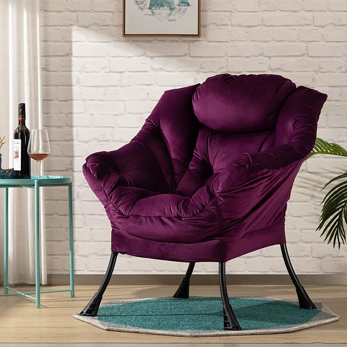 HollyHOME Fabric Large Lazy Chair, Accent Reading Chair, Cozy Lounge Chair - Image 2