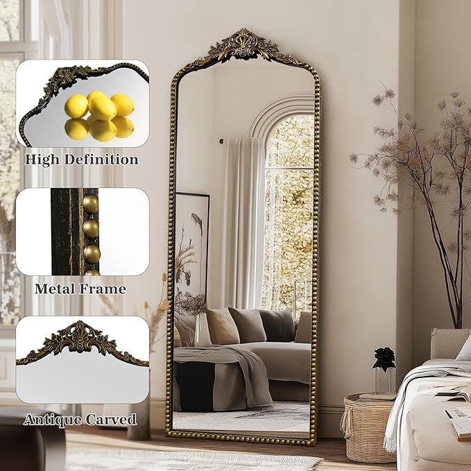 G-LEAF Vintage Baroque Full Length Floor Mirror 22"X65", Victorian Antique - Image 5