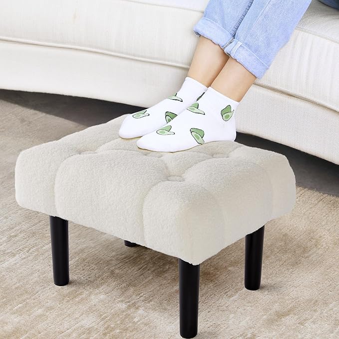 HOUCHICS Fur Padded Foot Stool, Small Ottoman by HOUCHICS