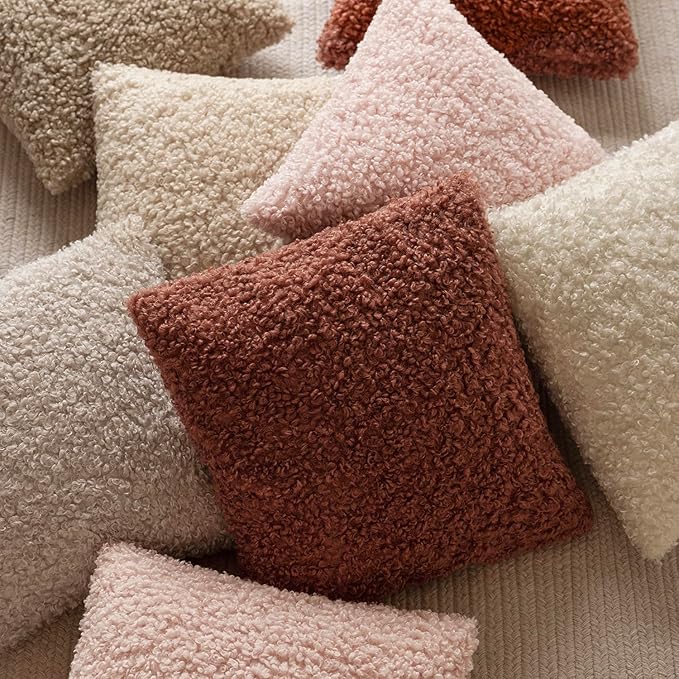 Foindtower 2 Pieces 26x26 Inch Light Pink, Faux Fur Throw Pillow Cover Accent - Image 7