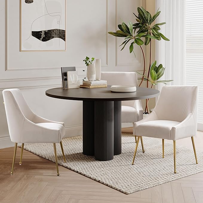 Modern Velvet Dining Chairs Set of 2, Contemporary Upholstered Furniture - Image 2