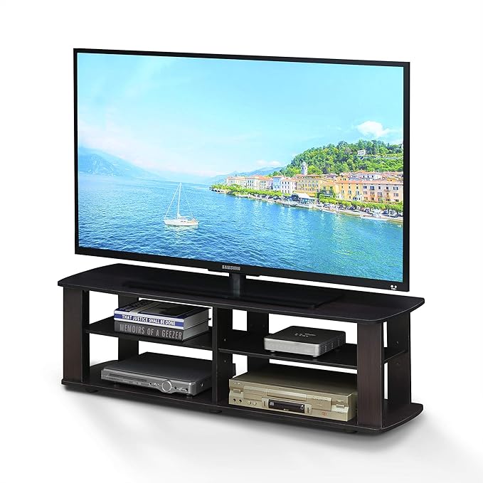 Furinno Nelly Entertainment Center TV Stand, Short 43.3" x13.4 x13.1, Dark by Furinno-FitsYourSpaceFitsYourBudget
