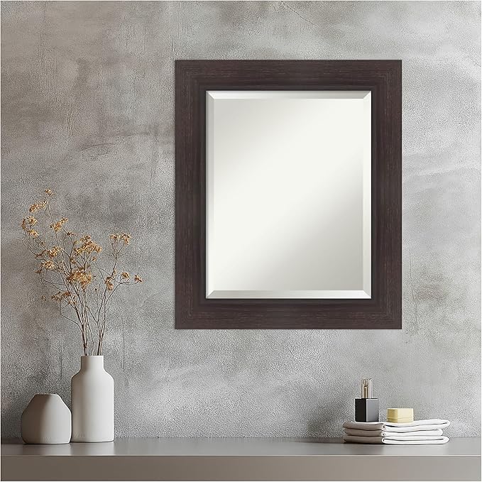 Amanti Art Brown Wall Mirror 26x22 Sloped Espresso Rectangle Bathroom Mirror - Image 6