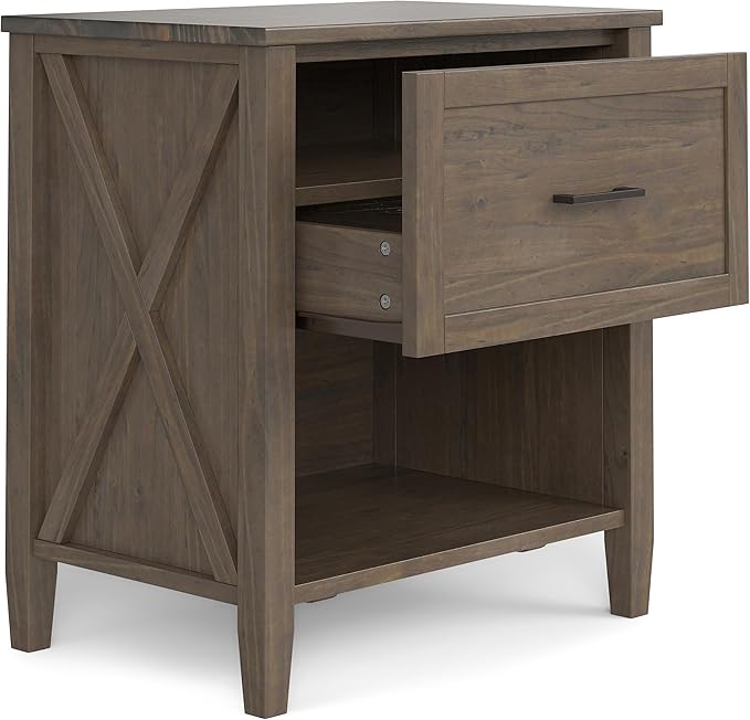 SIMPLIHOME Ela SOLID WOOD 24 Inch Wide Transitional Bedside Table in Smoky Brown - Image 4