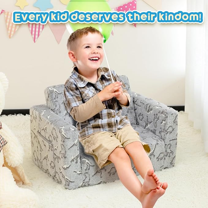ALIMORDEN 2-in-1 Flip Out Cuddly Sherpa Toddler Couch, Convertible Sofa to - Image 4