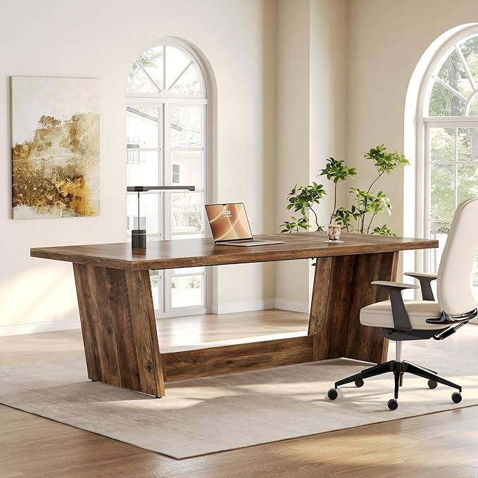 1Easylife 70.87 Inches Long Executive Desk, Industrial Simple Study Writing - Image 3