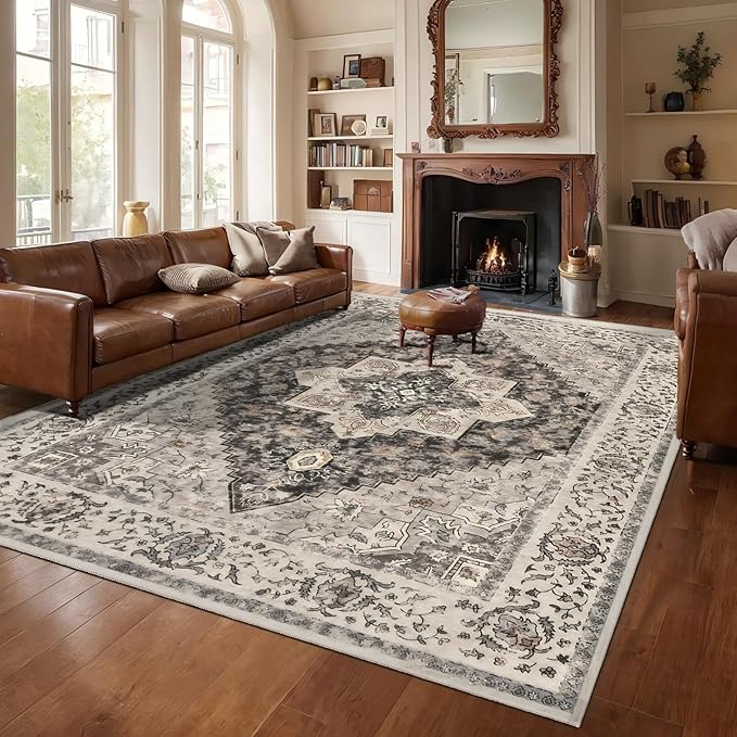 9x12 Vintage Area Rugs for Living Room, Washable Indoor Non Slip Large Area Rugs by Tangsoo