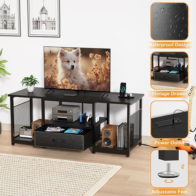 TV Stand with Drawers and Power Outlet - Image 3