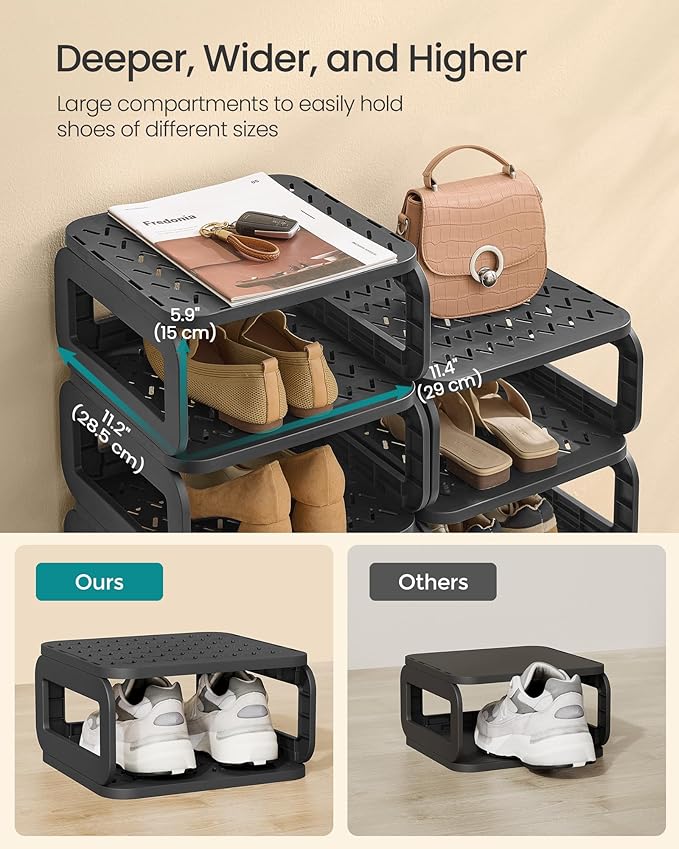 SONGMICS Shoe Rack, Shoe Organizer, 12 Shelves, Shoe Storage, Narrow Shoe Shelf - Image 4