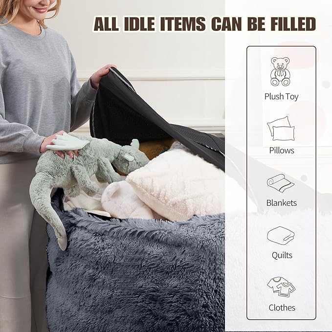 Bean Bag Cover, Faux Fur Comfy Bean Bag Chairs - Image 3