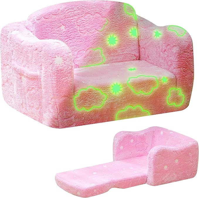 Lamerge 2-in-1 Toddler Couch, Glow in The Dark Baby Floor Bed, Foldable Toddler by LAMERGE-GROWWITHLOVE