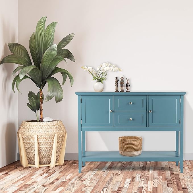 COSTWAY Buffet Sideboard, with 2 Wood Storage Drawers & Open Shelf, Console - Image 4