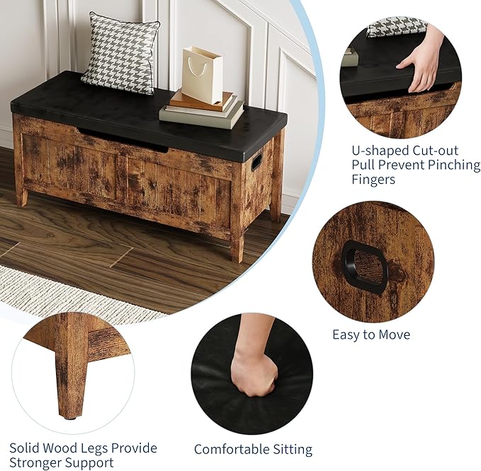 GAOMON Storage Bench, 39.4” Wooden Chest Storage Box - Image 4