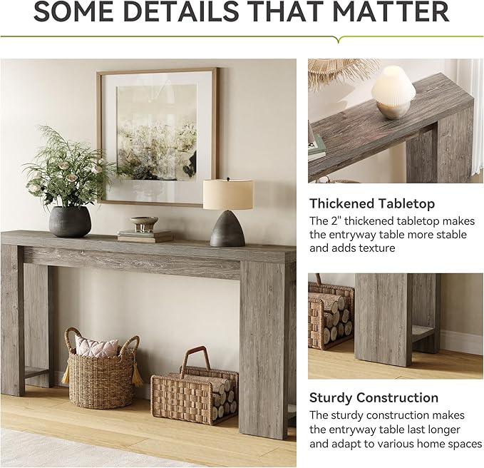 LITTLE TREE 70.9-Inch Long Entryway Table, Farmhouse Sofa Console Table - Image 5