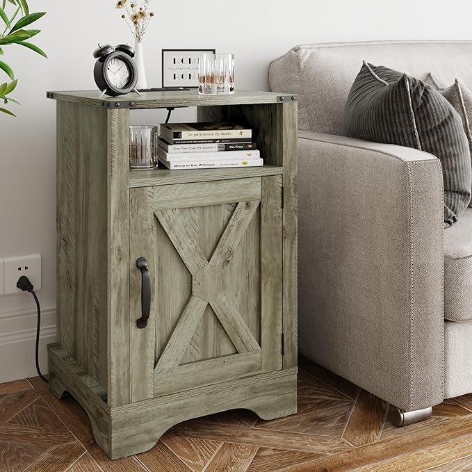 RoyalCraft Nightstand Set of 2, Tall Farmhouse Bedside Table - Image 3