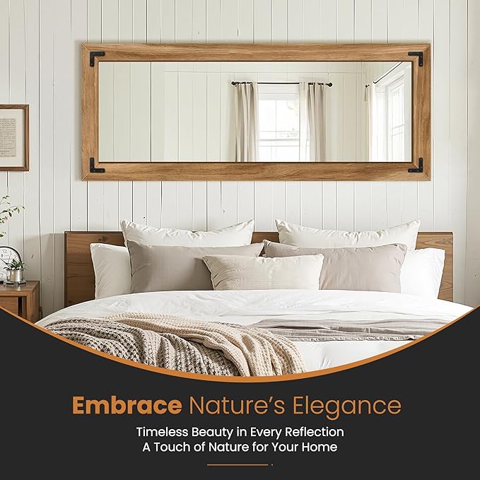 Full Length Mirror with Wooden Frame, Bedroom Decor, Hanging or Leaning - Image 2