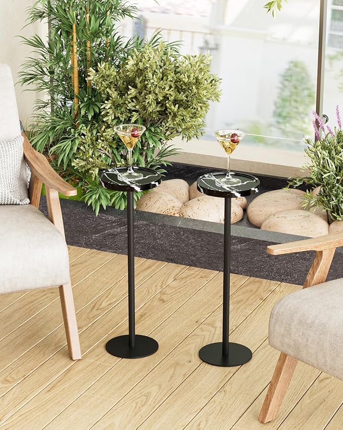 Drink Table, Small Pedestal Side Table, Round Cocktail Table, Circle Accent End - Image 2