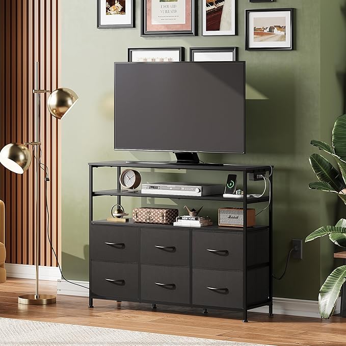 WLIVE Black TV Stand for 40, 45 inch TV, Entertainment Center - Image 6