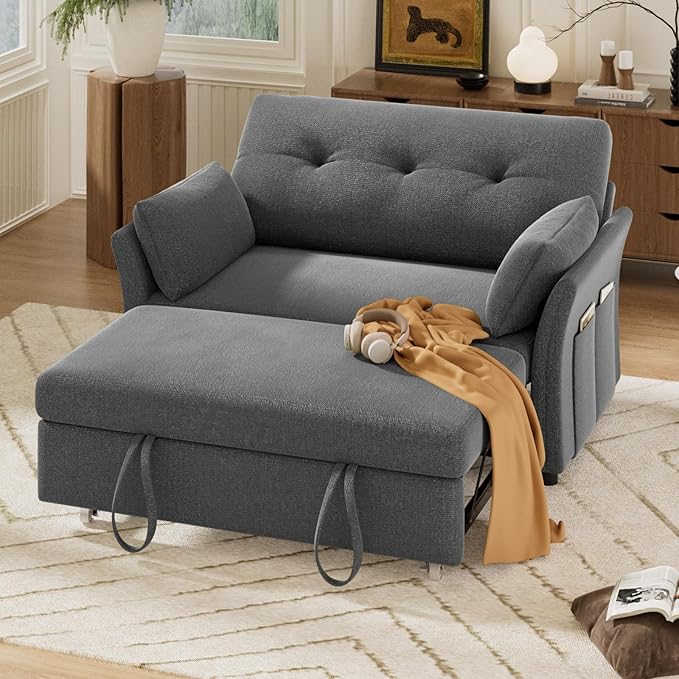 Vipbear 3-in-1 Chenille Convertible Sofa Bed, Pull Out Sleeper Sofa - Image 3