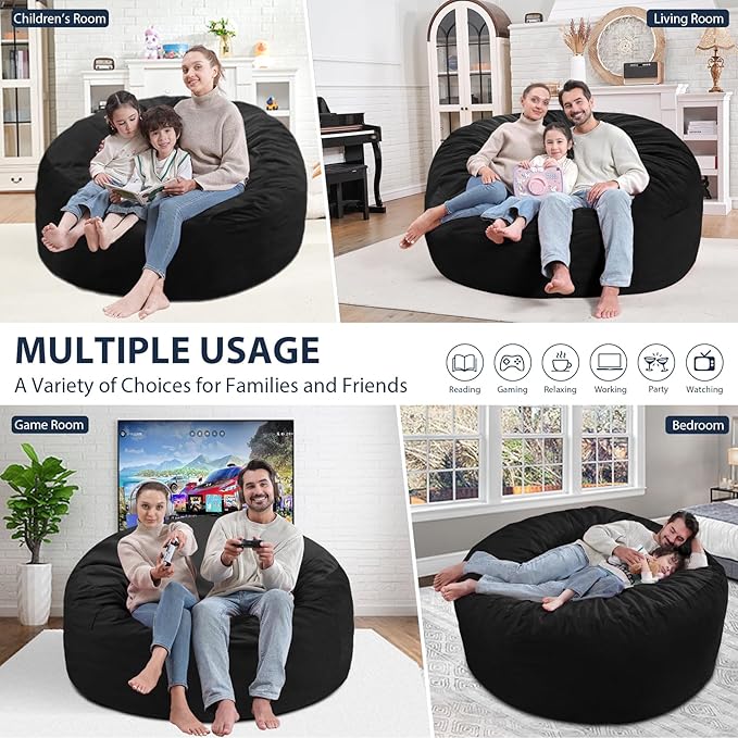 5FT Bean Bag Chair, Large Bean Bag Chairs - Image 4