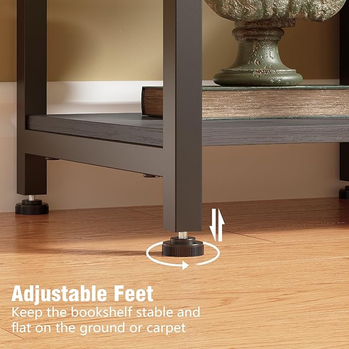Tohomeor Bookshelf 5 Tier Deformable Corner Bookcase Free Standing Modern - Image 7