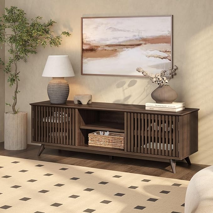 Plank+Beam Mid-Century Modern Wood TV Stand, Solid Wood Entertainment Console - Image 10
