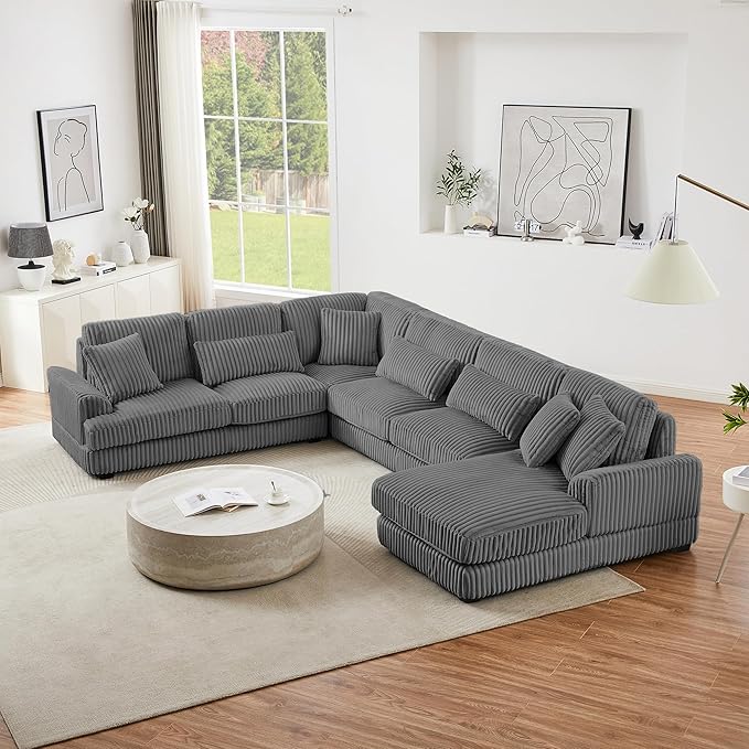 129" Oversized U Shaped Modular Sectional Sofa Couch - Image 4