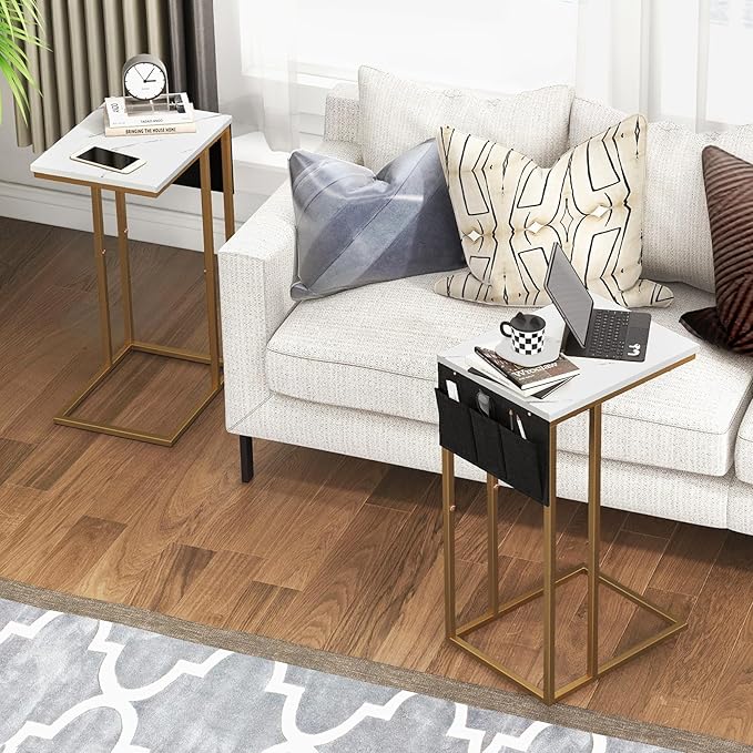 C Shaped End Table for Couch, Small Couch Side Table for Sofa, C Side Table - Image 6
