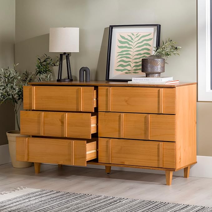 Walker Edison Contemporary Detailed 6-Drawer Solid Wood Dresser, 60 Inch - Image 5