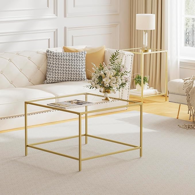 Glass Coffee Table, Modern Square Coffee Table - Image 9