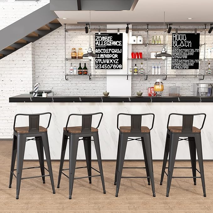 Yongchuang 30 inch Bar Stools Set of 4 Bar Height Metal Barstools - Image 8