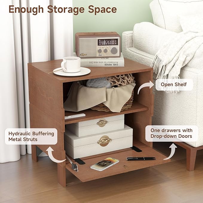 Sebastack Night Stand, Customizable 2 Drawers Bedside Table, End Table - Image 3