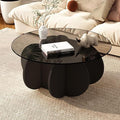 Black Coffee Table, 31.5" Round Glass Coffee Table by dnziqi