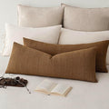 Foindtower Set of 2 Decorative Linen Check Throw Pillow Covers Neutral Long by Foindtower