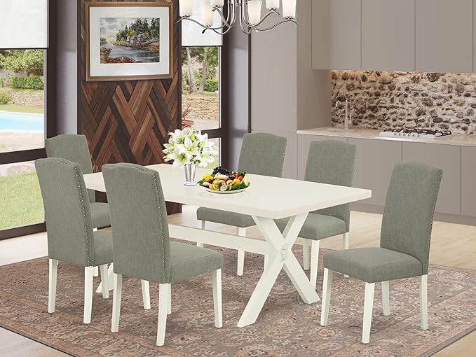 East West Furniture X027EN206-7 7 Piece Dining Room Furniture Set Consist of a - Image 2