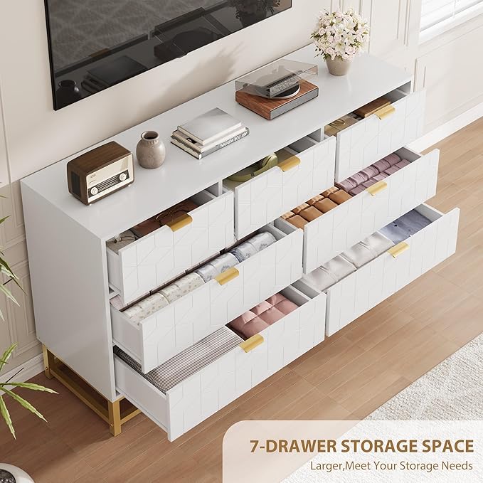Dresser for Bedroom, 53.5" Wide Dresser Organizer, 7 Drawer - Image 4