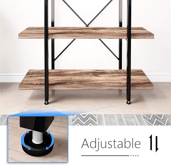 45MinST 4-Tier Vintage Industrial Style Bookcase/Metal and Wood Bookshelf - Image 5