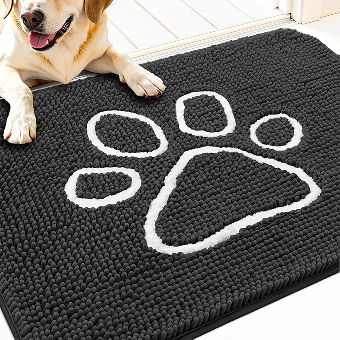OLANLY Door Mat for Muddy Dog Paws 30x20, Ultra Absorbent Chenille Mud Doormat by OLANLY